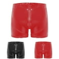 thumbnail image 4 of Men Sexy Zip Underwear Trunks Wet Look Bulge Pouch Low Rise Boxer Briefs Shorts, 4 of 4