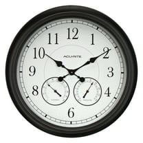 AcuRite 24-Inch Weathered Black Wall Clock with Thermometer and Hygrometer (75473M)