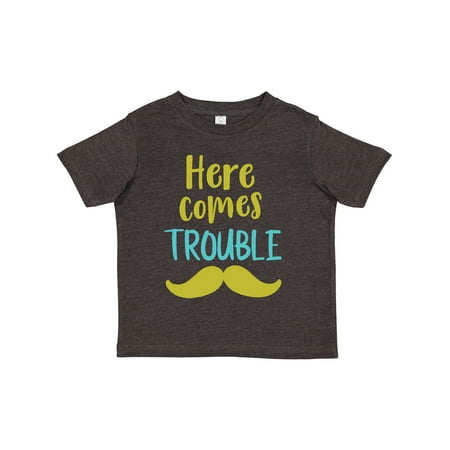 

Inktastic Here Comes Trouble Mustache Moustache Gift Toddler Boy or Toddler Girl T-Shirt