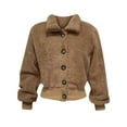 thumbnail image 7 of IROINNID Women's Leisure Short Jacket Solid Color Blouson Jacket Long Sleeve Outwear, Khaki, 7 of 7