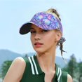 thumbnail image 4 of Kdxio Blue Skull Daisy Print Sun Visor Hat Golf Visor Adjustable Velcro Outdoor Sports Cap for Men Women, 4 of 6