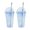 Clear&Blue, variant on 16oz Double Wall Acrylic Tumbler Cups with Dome Lids and Straws, Glitter Confetti Cold Drink Cups, Set of 2, Blue