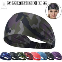 Gustave Sport Workout Headbands for Men Women, Sweat Wicking Hair Bands for Sports Fitness Yoga Running Elastic Head Band (Camouflage)