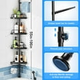 thumbnail image 5 of Corner Shower Caddy Tension Pole: Adjustable Stainless Steel Shower Organizer 4 Tier Shelf for Bathroom Bathtub Shampoo - Floor Standing Rack Bath Storage Holder with Rust Proof Rods - Black, 5 of 7