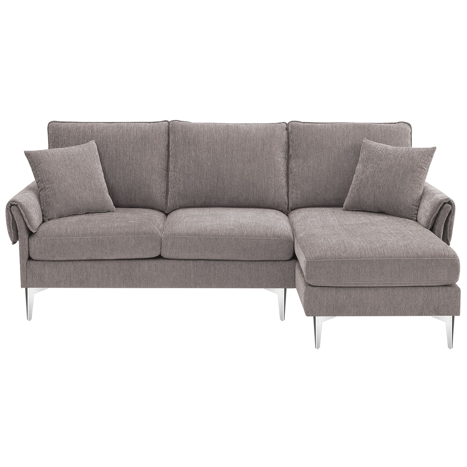 Kadyn 84 " Convertible Sectional Sofa, Modern Chenille L-Shaped Sofa Couch with Reversible Chaise Lounge and Pillows , Fabric Sofa for Living Room, Grey