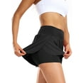 thumbnail image 2 of Cadmus 2 in 1 Women's Spandex Athletic Shorts Gym Yoga Shorts Pockets ,1 Pack,Black,L, 2 of 5