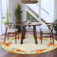 thumbnail image 4 of Spring Poppy Round Area&nbsp;Rug 7ft Orange Yellow Blue Poppy Non-Slip&nbsp;Washable Circle Rugs Soft Felt Indoor Floor Mat for Bedroom Kitchen Living Room Bathroom, 4 of 9