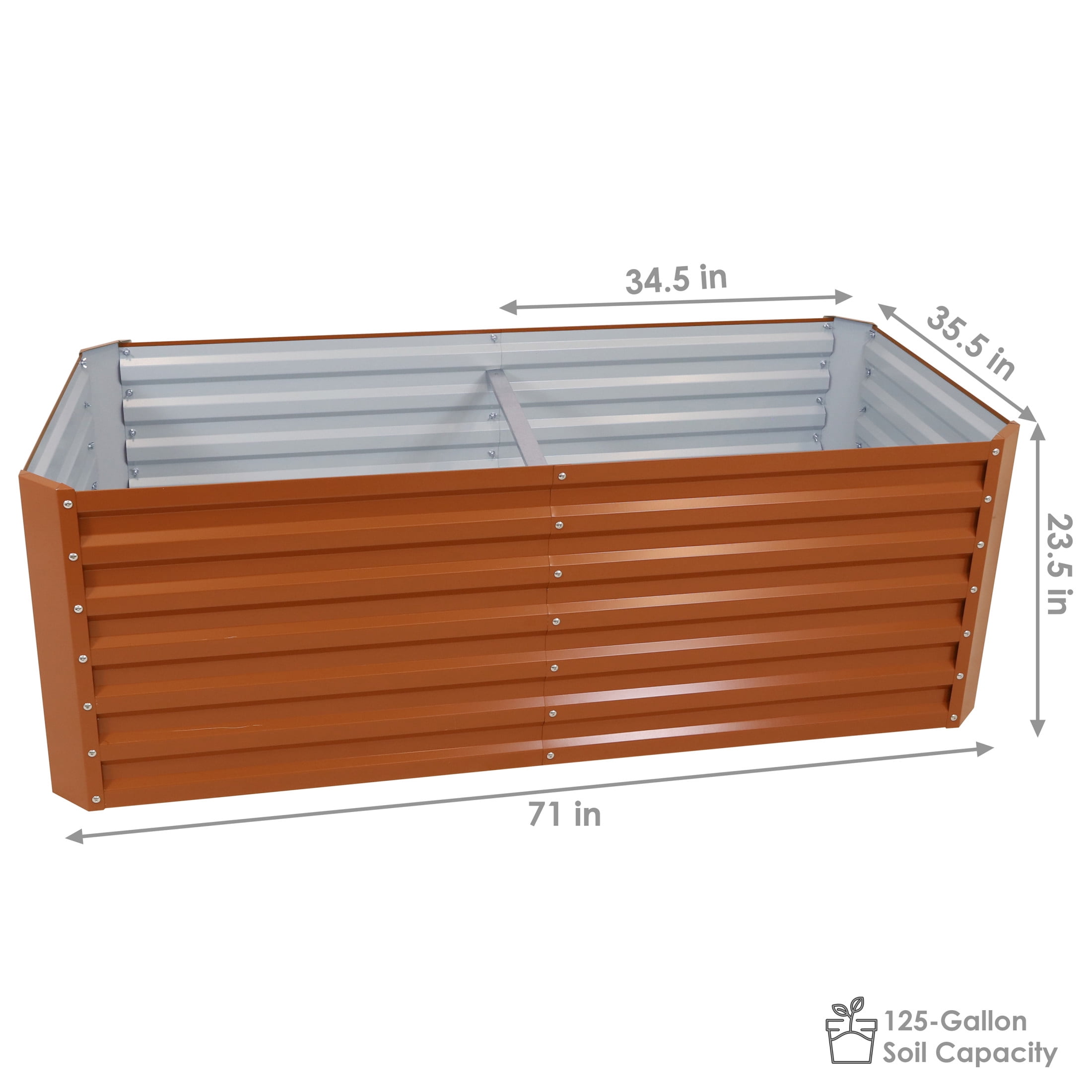 Sunnydaze 71" x 35.5" x 23.5" Rectangular Brown Galvalume Steel Raised Garden Bed