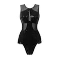 thumbnail image 4 of DPOIS Women Mesh Patchwork Sequins Fringe Bodysuit Jazz Leotard Costume Black L, 4 of 7