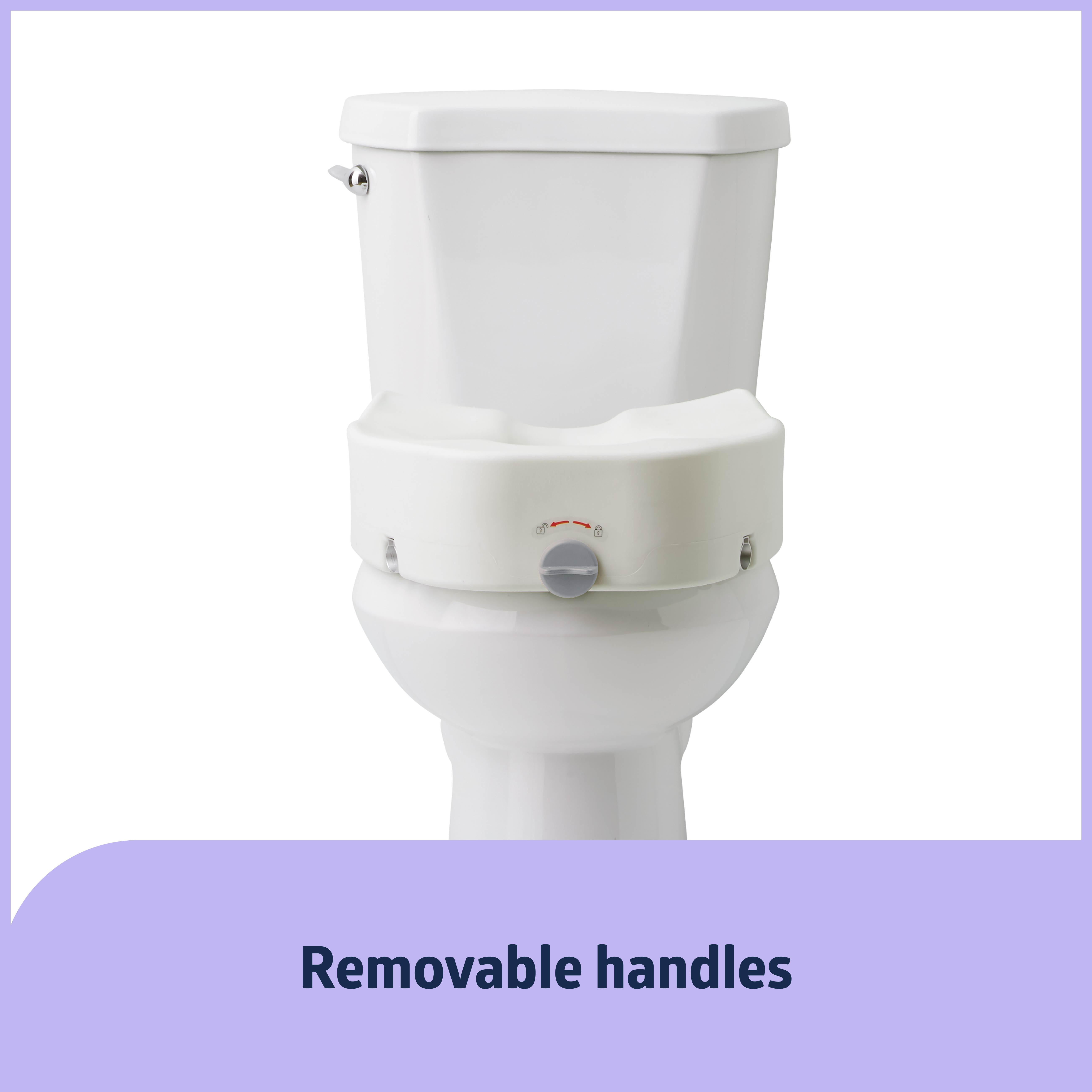 Medline Elongated Toilet Seat Riser with Arms for Seniors, Locking, Fits Most Toilets, 400 lb Weight Capacity, White