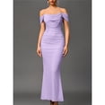 thumbnail image 4 of Vestido Maxi con Hombros Descubiertos, Corsé Fruncido, Ajustado, Vestidos Formales para Invitadas de Boda para Mujeres Púrpura L, 4 of 8