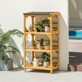 thumbnail image 3 of Gymax Outdoor Wood Garden Shelf 3-Tier Ladder Plant Stand w/ Weatherproof Asphalt Roof, 3 of 10