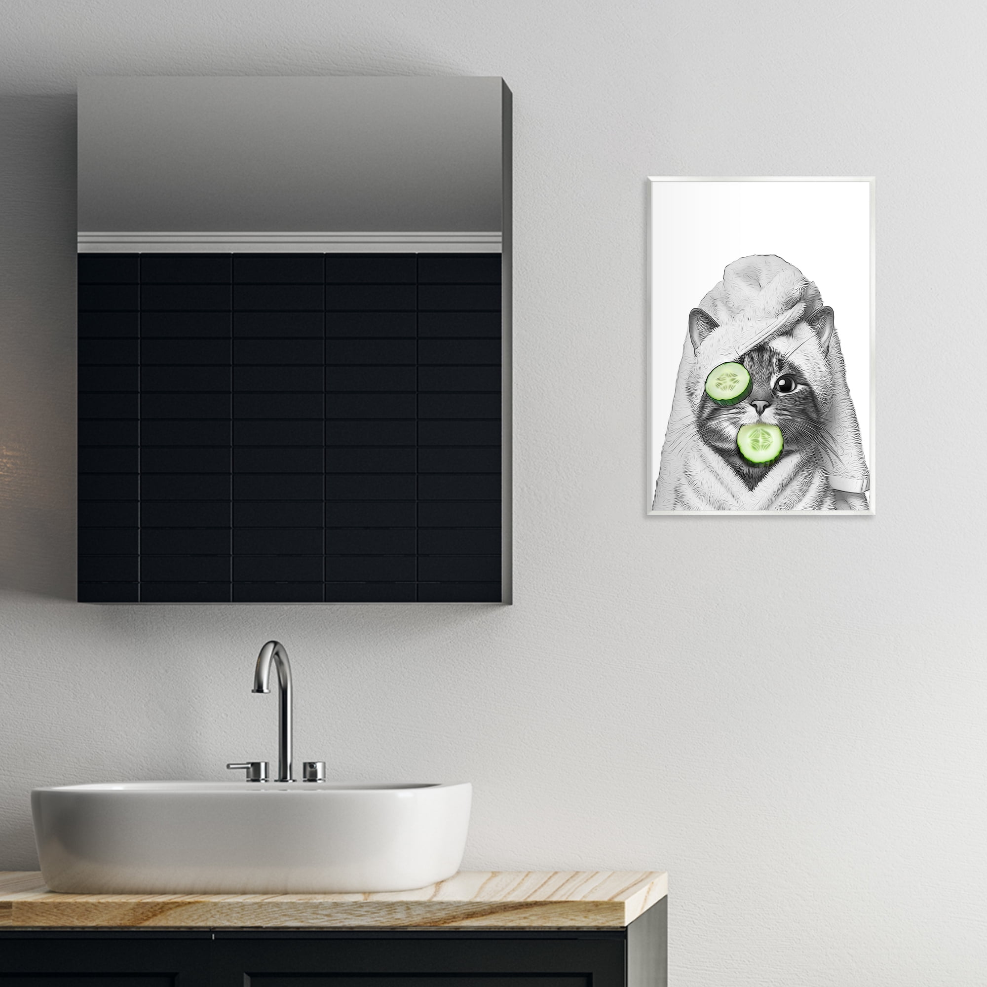 Stupell Industries Spa Bath Day Cat Typography Painting Unframed Art Print Wall Art, 13 x 19