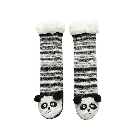 

Yinguo 2022 New Women Socks Cute Animal Extra Thick Polyester Socks Stripe Crew Warm Indoor Socks