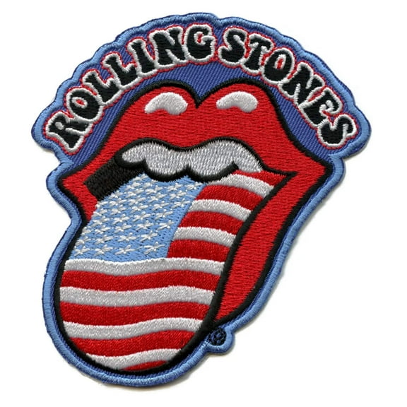 The Rolling Stones Patch US Flag Tongue Band Logo new Official Iron on