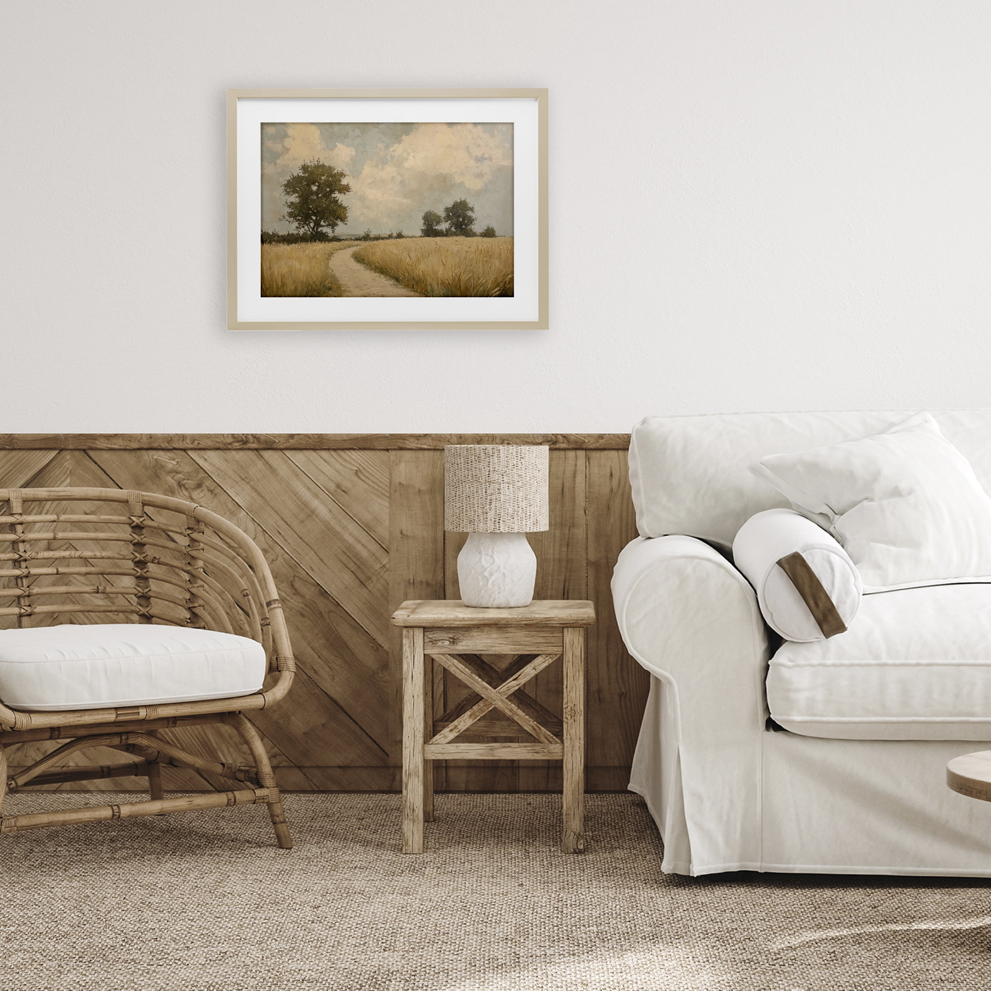 Stupell Industries Soft Field of Wheat Birch Framed Print Under Glass, design by Petal Prints Design