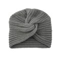 thumbnail image 2 of Knit Beanie for Women Turban Hat Bohemian Cross Twist Solid Color Soft Warm Skull Cap Women Headwear, 2 of 3