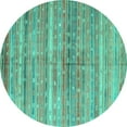 thumbnail image 1 of Ahgly Company Machine Washable Indoor Round Southwestern Turquoise Blue Country Area Rugs, 3' Round, 1 of 4