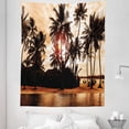thumbnail image 1 of Tropic Tapestry, Tropic Ocean Sea Love Bora Bora Island Palms Art Scenery View in Sunset Colors, Fabric Wall Hanging Decor for Bedroom Living Room Dorm, 5 Sizes, Orange and Brown, by Ambesonne, 1 of 1