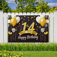 thumbnail image 7 of Glittery 14th Birthday Banner with Gold Elements Background Happy Birthday Party Supplies Photography Props Backdrop Decors, 7 of 7