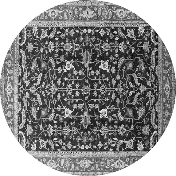 Ahgly Company Indoor Round Oriental Gray Industrial Area Rugs, 5' Round
