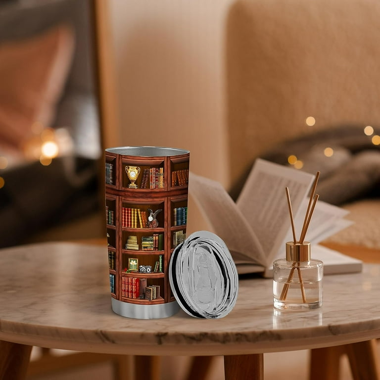 Book Tumbler Library Travel Mug Bookish Gifts For Book Lovers Women  Librarian - Bookish Gifts For Readers - Reading Mug Bookshelf Mugs Nerd  Writer Stainless Steel Tumbler 20oz Coffee Cups With Lid -