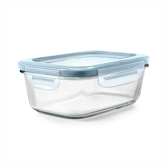 OXO Smart Seal 3.5-Cup Rectangle Glass Food Storage Container, Arctic Blue