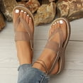 thumbnail image 3 of Rokment Orthopedic Wedges Flip Flops Sandals for Women 2026 Beach Summer Comfortable Leather Arch Support Platform Mid Heels Walking Dress Thongs with Adjustable Back Strap Brown Size 8.5, 3 of 5