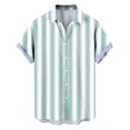thumbnail image 7 of VSSSJ Men's Casual Stylish Striped Shirt Short Sleeve Button Down Collared Shirt Hawaiian Relaxed Fit Summer Beach Vacation Shirts Mint Green S, 7 of 7