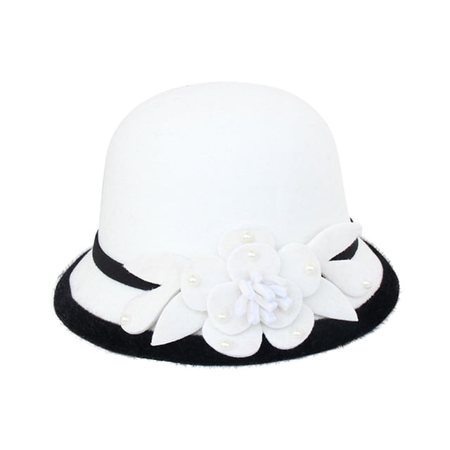 Chapeau de Pêcheur Décontracté à Fleurs pour Femmes Automne et Hiver, Petit Chapeau Melon
