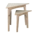 thumbnail image 3 of Benjara Liom Nesting Side Table Set of 2-Triangular Top-Natural Brown Mindi Wood, 3 of 5