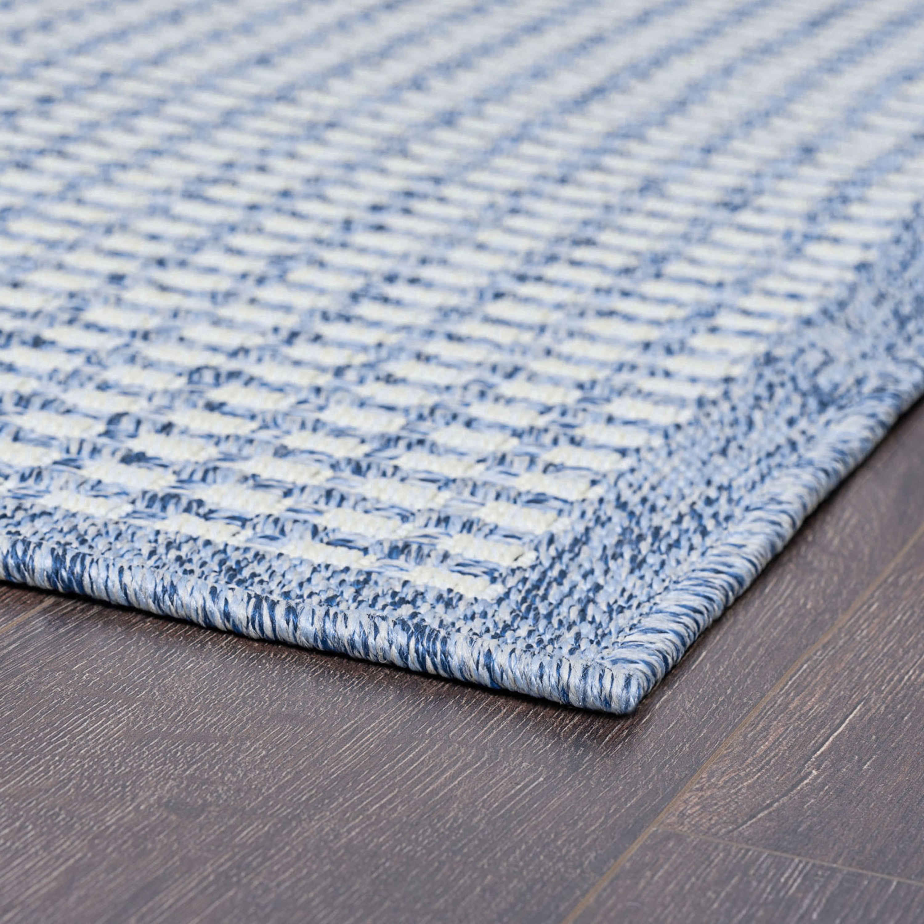 8x10 Water Resistant, Large Indoor Outdoor Rugs for Patios, Front Door Entry, Entryway, Deck, Porch, Balcony | Outside Area Rug for Patio | Blue, Basketweave | Size: 7'10'' x 10'2''