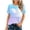Light Blue 3, variant on MEICHEN Women's Round Neck Short Sleeved T Shirt Loose Fashionable Casual Printed Top Summer Trendy Clothing for Women