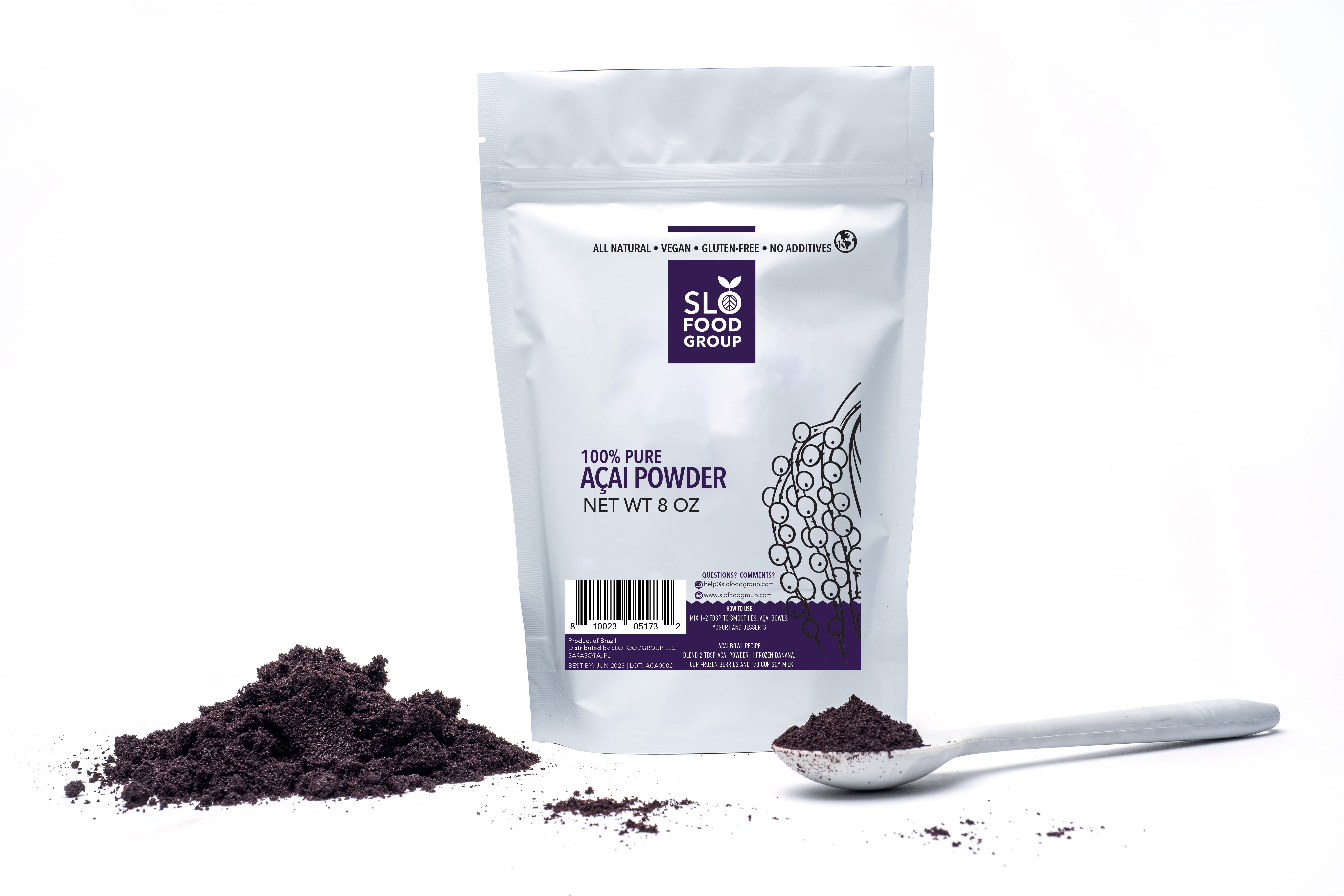 Slofoodgroup 100 Pure Acai Berry Powder 8 oz Acai for drinks