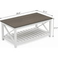 thumbnail image 5 of Coffee Table, Rustic Farmhouse Table with Shelf for Living Room, Vintage Finish White, 5 of 7