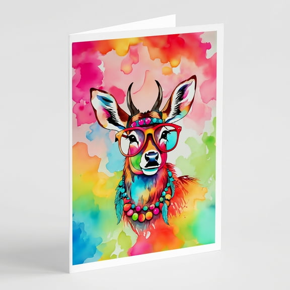 Hippie Animal Deer Greeting Cards Pack of 8 7 in x 5 in