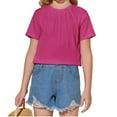 thumbnail image 2 of Girls Summer Short Sleeved Pleated T Shirts Kids Children Solid Color Casual Tops, 2 of 6