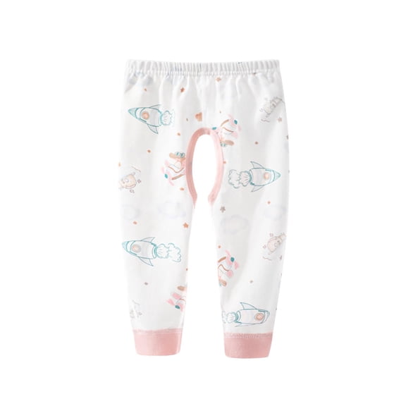Tranfacy Unisex Kids 0-2Years Summer Print Full Length Trousers Open Crotch Elastic Waist Pants