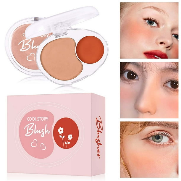 Colorete en polvo doble en crema, suave y pegajoso, para embellecer e iluminar el rostro.