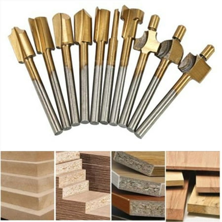 10 Pcs/Set HSS Titanium Router Bits Wood Cutter Milling Fits Rotary (Best Wood Router For Beginner)