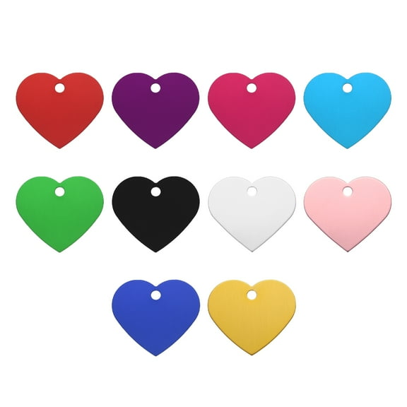 Uxcell Heart Stamping Blank Tags, Aluminum Blank Dog ID Tag 10 Color Engraving Tag for Necklace Bracelet Making,10pcs