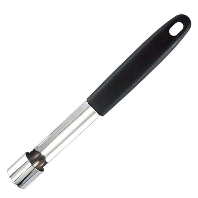 2 descorazonadores de manzana de acero inoxidable, fáciles de usar, para cocina (negro)