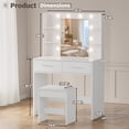thumbnail image 6 of Furmax Makeup Vanity Table with 3 Modes Adjustable Lights and Mirror Vanity Desk with Shelves and Drawer, White, 6 of 8