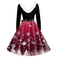 thumbnail image 4 of Women's Fashion V-Neck Casual Slim Christmas Printed Long Sleeve Hair Collar Dresses for Elegant Holiday Events and Parties,Hot Pink,3XL, 4 of 6