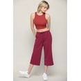 thumbnail image 4 of Made by Johnny Women's Capri Pants Loose Yoga Pants Wide Leg Drawstring Comfy Lounge Pajama Capris Sweatpants with Pockets M WINE, 4 of 6