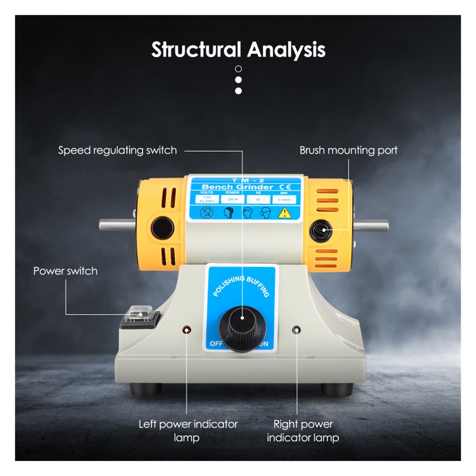 Jewelry Rock Gem Polishing Buffer Machine Bench Lathe Polisher 350W Electric Grinder Mill Grinding Machine Polisher Tool Kits