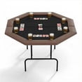 thumbnail image 1 of DSstyles Adult 8 Players Collapsible Poker Table with Plastic Cup Holder, Brown, 1 of 8