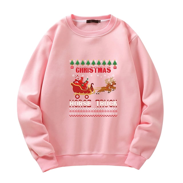 Hombres Navidad Casual Elk Print Cuello redondo Manga larga Suéter Tops Blusa Pompotops oipoqjl18403