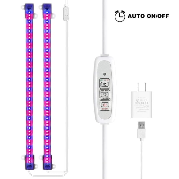 Somnr LED Grow Light Strip, Full Spectrum Auto on&off Every Day Grow Light with 48 LEDs 4 Dimmable Levels for Indoor Plants