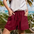 thumbnail image 2 of Bovemsi Womens Shorts Casual Summer Beach Fashion Drawstring Elastic Waist Solid Color Comfy Soft With Pockets Running Shorts, 2 of 5